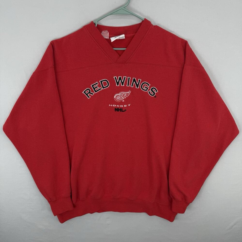 VTG 90s Detroit Red Wings Lee Sport Sweatshirt Size XL Embroidered NHL Hockey